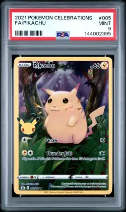 2021 POKEMON CELEBRATIONS 005 FULL ART PIKACHU PSA 9 MINT - Image 1