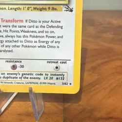 Pokemon TCG Ditto 3/62 Rare Holo Fossil English Edition LP - Image 4