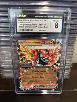 Pokemon Hearthflame Mask Ogerpon ex #040/167 Twilight Masquerade CGC 8 2025 - Image 1