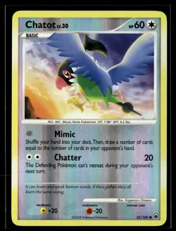 Chatot 55/100 Majestic Dawn Reverse Holo Common Pokemon - Image 1