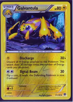 2012 POKEMON RARE GALVANTULA #51 & JOLTIK #50 - PLASMA STORM- REVERSE HOLO NM/LP - Image 2