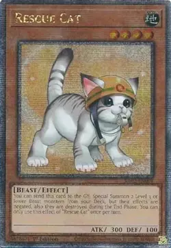 Rescue Cat (Alternate Art) - RA02-EN001 - Quarter Century Secret Rare - 1st Edit - Image 1