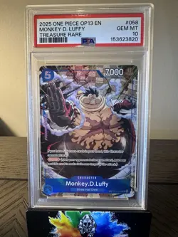 2025 One Piece OP13 En #058 Monkey D. Luffy Treasure Rare PSA 10 GEM MINT - Image 1