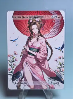 Aerith, Waifu the Gathering, Custom Anime Waifu Final Fantasy Trading Card - Image 3