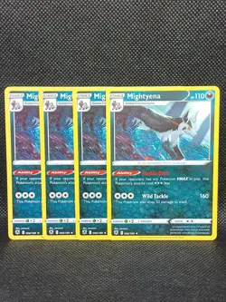 x4 096/189 Mightyena Astral Radiance Rare Non-Holo Pokemon 4 Card Playset - Image 1