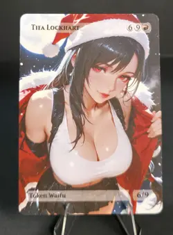 Tifa Lockhart Santa Waifu the Gathering, Custom Anime Final Fantasy Trading Card - Image 1