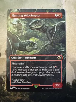Mtg Hunting Velociraptor (Borderless) REX0004 Jurassic World NM - Image 1