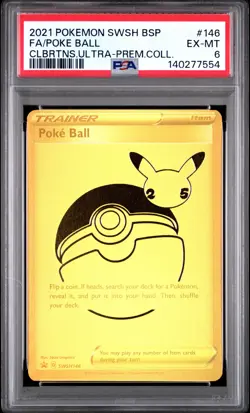 2021 POKEMON SWSH CELEBRATIONS UPC BLACK STAR PROMO #146 FA/POKE BALL PSA 6 - Image 1