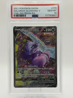 2021 POKEMON SWORD & SHIELD CHILLING REIGN FULL ART/GALARIAN SLOWKING V PSA 10 - Image 1