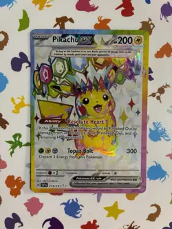 Pokemon Pikachu ex 219/191 Ultra Rare Full Art Holo Sv08: Surging Sparks TCG - Image 1