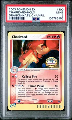 2003 POKEMON EX DRAGON NATIONAL CHAMPIONSHIPS #100 CHARIZARD-HOLO PSA 9 - Image 1