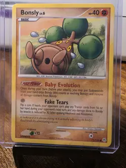 1x Lp Pokemon Bonsly Diamond and Pearl 71/130 Regular Common Card English 2007 - Image 1