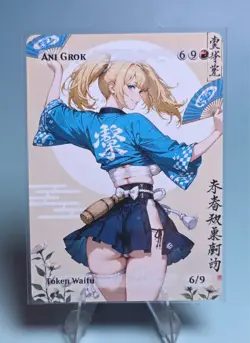 Ani Grok, Waifu the Gathering, Custom Anime Waifu Female Trading Card - Image 1