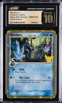 2021 POKEMON BLACK STAR PROMOS CELEBRATIONS #SWSH136 MIMIKYU CGC 10 PERFECT - Image 1