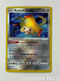 Radiant Jirachi 120/195 Radiant Rare Silver Tempest Pokemon Near Mint - Image 1