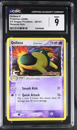 CGC 9 MINT Quilava 36/101 EX Dragon Frontiers Reverse Holo Stamped Pokemon Card - Image 1