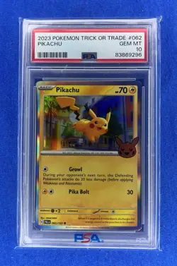 2023 POKEMON TRICK OR TRADE #062 PIKACHU PSA 10 - Image 1