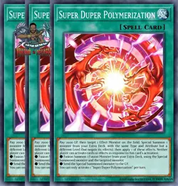 Yugioh! 3x Super Duper Polymerization BLZD-EN069 Super Rare 1st Ed NM - Image 1