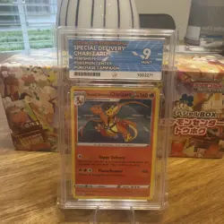 Pokemon Special Delivery Charizard SWSH075 2022 Promo Card Ace 9 Graded - Image 1