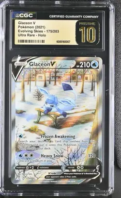 2021 POKEMON EVOLVING SKIES #175/203 GLACEON V CGC 10 PRISTINE - Image 1