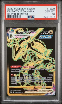2022 POKEMON SWORD & SHIELD SILVER TEMPEST #TG29 FULL ART/RAYQUAZA VMAX PSA 10 - Image 1