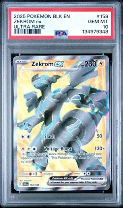2025 POKEMON BLK EN-BLACK BOLT ULTRA RARE #158 ZEKROM EX PSA 10 - Image 1