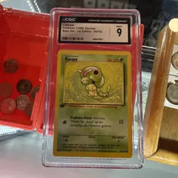 Caterpie Pokemon 1999 German Base Set 1st Edition 45/102 Mint 9 - Image 1