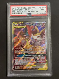 PSA 9 Charizard & Braixen GX SM230 Sun & Moon Black Star Promo Pokemon Card MINT - Image 1