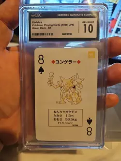 1996 Pokemon Playing Cards JPN Green Deck 8 of Spades KADABRA CGC 10 GEM MINT - Image 1