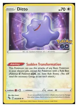 Ditto Holo Holo Rare Pokemon GO 053/078 NM M050 - Image 1