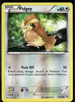 Pidgey 75/106 Common Flashfire Pokemon Reverse Holo Lightly Played - Image 1