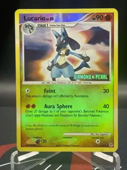 2007 Pokemon Lucario 6/130 Reverse Holo Stamped Diamond Pearl Burger King Promos - Image 2