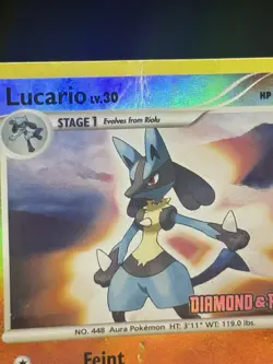 2007 Pokemon Lucario 6/130 Reverse Holo Stamped Diamond Pearl Burger King Promos - Image 3