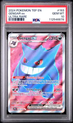2024 POKEMON TEF EN-TEMPORAL FORCES #193 GENGAR ex ULTRA RARE PSA 10 GEM MT 💎 - Image 1