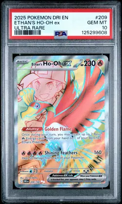 2025 POKEMON DRI EN-DESTINED RIVALS ULTRA RARE #209 ETHAN'S HO-OH EX PSA 10 - Image 1