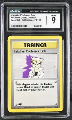 CGC 9 Imposter Professor Oak Base Set 1st Edition German 73/102 Pokemon Card - Image 1