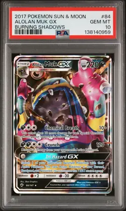 POKEMON ALOHAN MUK Burning Shadows 84 PSA 10 GEM MINT - Image 1