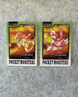 2 Cartes Pokemon Salameche Charmander + Reptincel Charmeleon Carddass jap 1997 - Image 1
