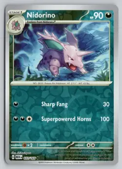 NIDORINO 033/165 UNCOMMON 151 POKEMON REVERSE HOLO NM - Image 1