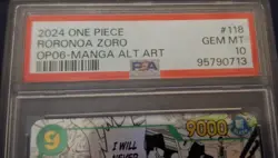 2024 ONE PIECE OP06-WINGS OF THE CAPTAIN #118 RORONOA ZORO MANGA ALTERNATE ART - Image 3