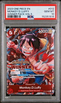 2023 MONKEY D. LUFFY TREASURE CRUISE STAMP WINNER PACK VOL.5 ONE PIECE PSA 10 - Image 1