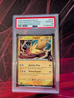 PSA 10 Zapdos Asia Exclusive Destined Rivals Stamped GEM MINT Pokemon Card - Image 1