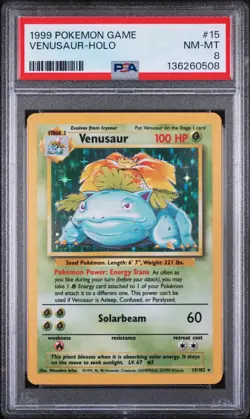 1999 POKEMON GAME #15 VENUSAUR-HOLO PSA 8 - Image 1