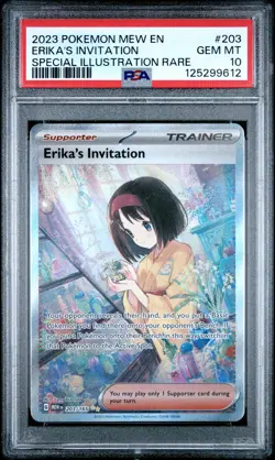 2023 POKEMON MEW EN-151 SPECIAL ILLUSTRATION RARE #203 ERIKA'S INVITATION PSA 10 - Image 1