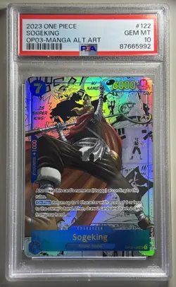 2023 ONE PIECE OP03-PILLARS OF STRENGTH MANGA ALTERNATE ART #122 SOGEKING PSA 10 - Image 1