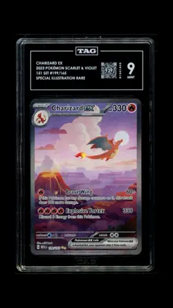 Pokemon TCG Charizard EX 199/165 Scarlet Violet 151 English Card TAG 9 MINT - Image 1