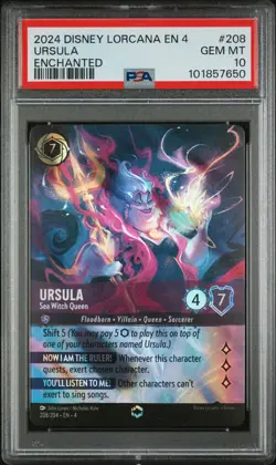 2024 DISNEY LORCANA EN 4-URSULA'S RETURN #208 URSULA - SEA WITCH QUEEN PSA 10 - Image 1