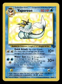 Vaporeon 28/64 Rare Jungle Set Pokemon Card - Image 1