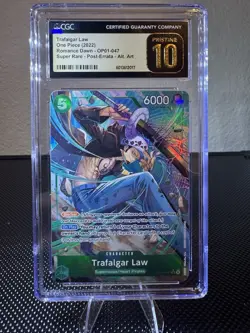 One Piece CCG Trafalgar Law OP01-047 Super Rare Post Errata Alt Art CGC 10 - Image 1