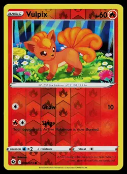 Pokemon Card Champion's Path Vulpix 006/073 Common Reverse Holo - Image 1